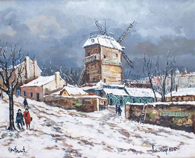 MONTMARTRE, LE MOULIN DE LA GALETTE SOUS LA NEIGE