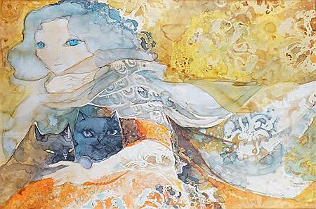 JEUNE FILLE AU CHAT