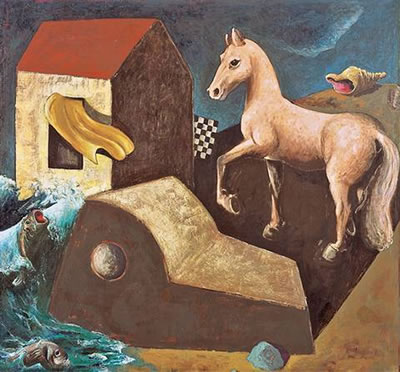 Sample artwork by Peter Chevalier (Born 1953), known for surrealist painting - View similar artists and auction records