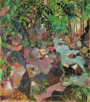 FELSEN AM BACH by Oskar Moll - Auction record, sale price, and art valuation. Compare with similar artists and explore comparable artworks.