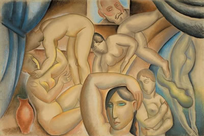 Sample artwork by Edgar Scauflaire (1893 - 1960), known for abstract painting, decorative murals and tapestry design - View similar artists and auction records