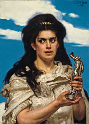FRAU VOR BLAUEM HIMMEL, EINE BRONZE-FIGUR HALTEND by Karl Gussow - Auction record, sale price, and art valuation. Compare with similar artists and explore comparable artworks.