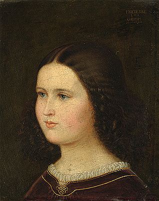 „Friederike Grimm (1833-1914), genannt Ideke, die Tochter des Malers, knappes Brustbild im Halbprofil"