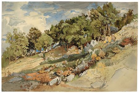 Sample artwork by Victor Paul Mohn (1842 - 1911), known for watercolor paintings - View similar artists and auction records