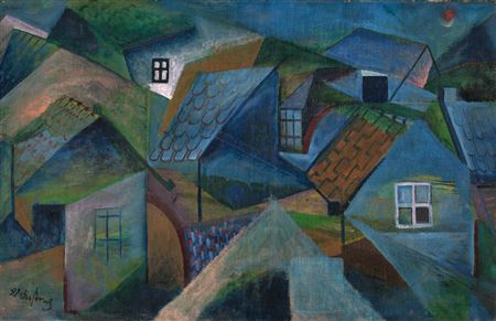„Nacht über Dächern" by Edmund Kesting - Auction record, sale price, and art valuation. Compare with similar artists and explore comparable artworks.