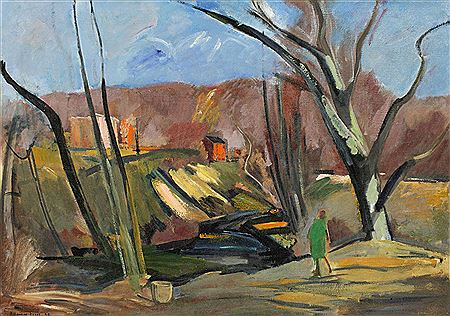 Woman in a landscape with bare trees by Andreas Friis - Auction record, sale price, and art valuation. Compare with similar artists and explore comparable artworks.