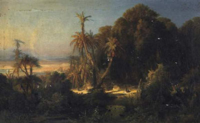 Arabian town in the shadow of the palms of an oasis by Alexius Geyer - Auction record, sale price, and art valuation. Compare with similar artists and explore comparable artworks.