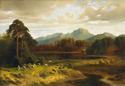 Evening mountain landscape with shepherd and farmers by the hay harvest by Wilhelm Bode - Auction record, sale price, and art valuation. Compare with similar artists and explore comparable artworks.
