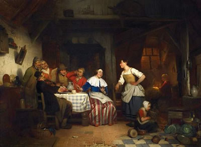 Company making music in the parlour