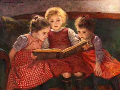 Three reading girls (The Fairytale)