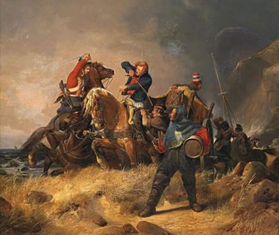 Battle with smugglers on the English coast