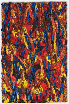 Flammenbild (Blau-Gold-Rot-Schwarz) by Bernd Schwarzer - Auction record, sale price, and art valuation. Compare with similar artists and explore comparable artworks.