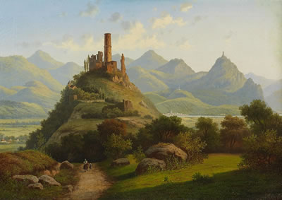 Blick auf die Godesburg und das Siebengebirge