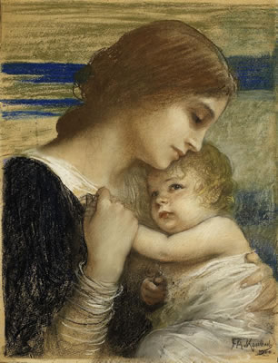 Mother and child. by Friedrich August von Kaulbach - Auction record, sale price, and art valuation. Compare with similar artists and explore comparable artworks.