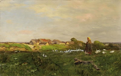 The goose Girl. by Roman Kochanowski - Auction record, sale price, and art valuation. Compare with similar artists and explore comparable artworks.