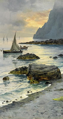 Fishing boat on the coast of Capri.
