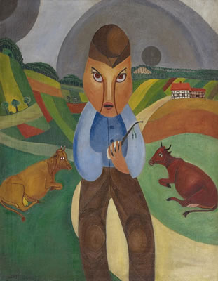 Peasant with Cows in the Field.