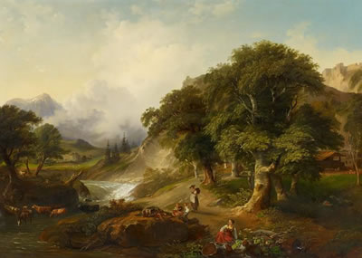 Ideal Landscape with Human and Animal Figures.