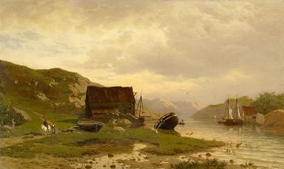 Norwegian Fjord Landscape. by Fritz Ludwig Christian Sturm - Auction record, sale price, and art valuation. Compare with similar artists and explore comparable artworks.