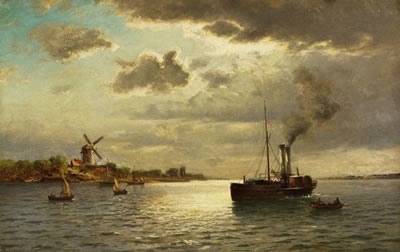 Raddampfer an der Scheldemündung (?).