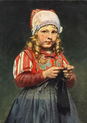 A Girl Knitting.