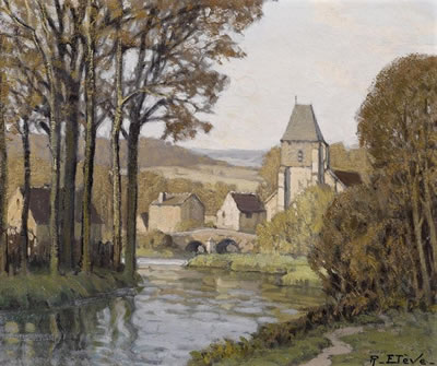 Edge of a small French city in the Summer. by Felix Raoul Eteve - Auction record, sale price, and art valuation. Compare with similar artists and explore comparable artworks.
