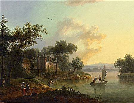 Moated Castle at Breisach on the Rhine by Sunset.