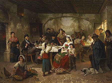 In the Osteria, called The Snake Tavern.