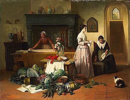 Interior of a Kitchen in a House with three Maids.