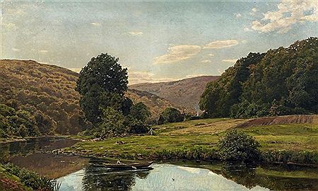 Sample artwork by Ernst Phipp Von Bernuth (1833 - 1923), known for forest landscape painting often with figures - View similar artists and auction records