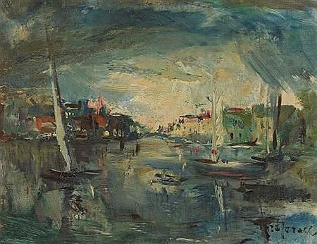 Stadtansicht mit Fluss by Johannes Greferath - Auction record, sale price, and art valuation. Compare with similar artists and explore comparable artworks.