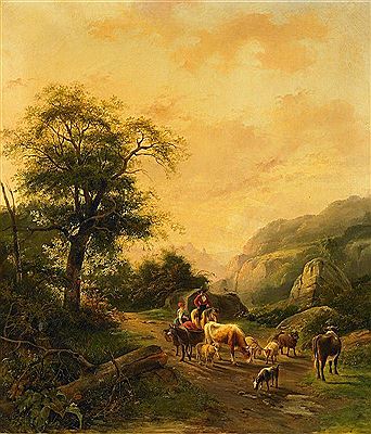 Sample artwork by Jan van Ravenzwaay (1789 - 1869), known for rural landscape, genre painting, drawing - View similar artists and auction records