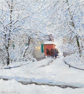 Street Scene in the Snow.