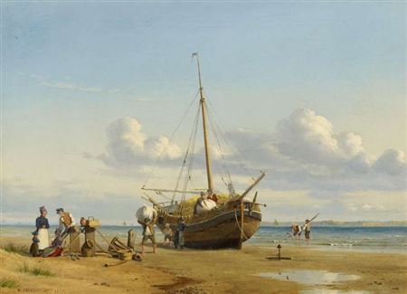 Unloading a Ship by the Beach.
