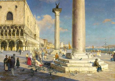 Sample artwork by Theodor Groll (1857 - 1913), known for landscape and vedute painting, architectural motifs - View similar artists and auction records