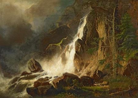 Waterfall in the Mountains.