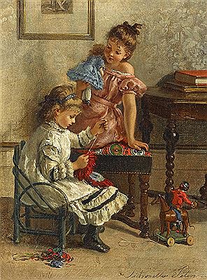 Sample artwork by Pietronella Peters (1848 - 1924), known for figure, genre paintings (children) - View similar artists and auction records