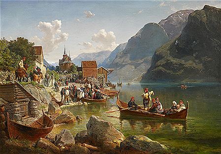 Christening Party by a Crowded Fjord.