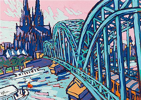 Blick auf den Kölner Dom mit der Hohenzollernbrücke