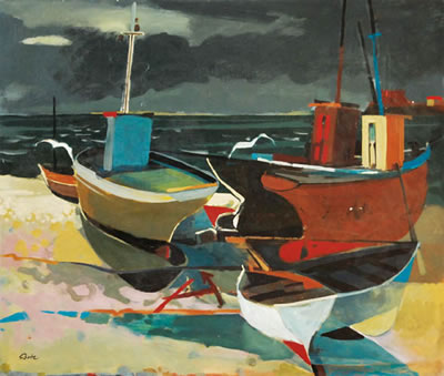 Boats on a shore by Adolf Bode - Auction record, sale price, and art valuation. Compare with similar artists and explore comparable artworks.