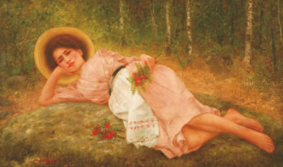 Comely girl in birch forest by Josef Zenisek - Auction record, sale price, and art valuation. Compare with similar artists and explore comparable artworks.