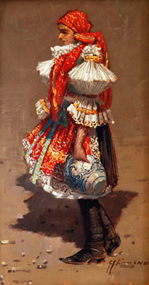 Girl in a garb by Joseph Jiri Kamenicky - Auction record, sale price, and art valuation. Compare with similar artists and explore comparable artworks.