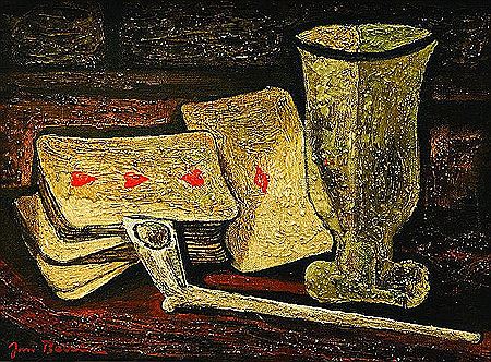 Still Life with a Pipe, a vase and cards