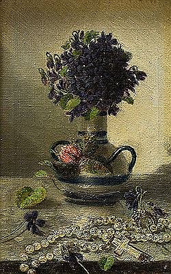 Still-life with rosary and flowers