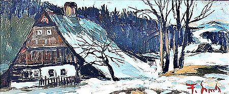 Cottage in winter by Frantisek Emler - Auction record, sale price, and art valuation. Compare with similar artists and explore comparable artworks.