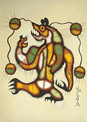 Spirit Wolf & Young by Joshim Kakegamic - Auction record, sale price, and art valuation. Compare with similar artists and explore comparable artworks.
