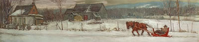 Horse Drawn Sleigh, Winter Evening