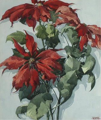 Poinsettias by William Hazard - Auction record, sale price, and art valuation. Compare with similar artists and explore comparable artworks.