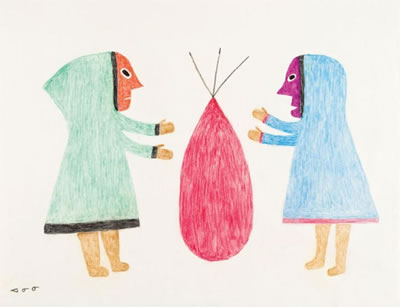 Untitled (Two figures reaching for an unidentified object) by Anirnik Oshuitoq - Auction record, sale price, and art valuation. Compare with similar artists and explore comparable artworks.