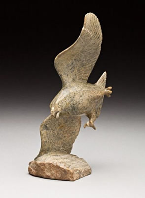 Flying falcon by Pitsiula Qimirpik - Auction record, sale price, and art valuation. Compare with similar artists and explore comparable artworks.